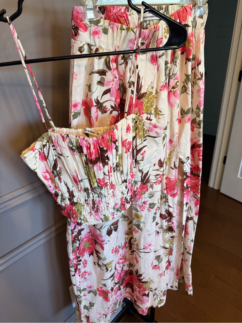 Floral two piece skirt and top - Pink & Green Bouquet